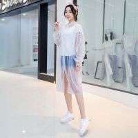 多色透明时尚分体雨衣雨裤套装塑料雨披户外旅游垂钓徒步成人雨衣 白色长衣 均码号(扣子款)