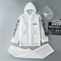 外卖雨衣防暴雨全身男女雨衣雨裤套装成人新款电瓶车高档单人成人 白色套装[雨衣+雨裤+双面罩] S