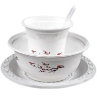 一次性环保餐具四件套饭店用 杯碗碟勺 可降解餐具 独立包装[11月20日发完] 可降解餐具样品三套