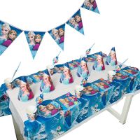 儿童生日派对主题套餐宝宝周岁布置用品套装聚会party装饰餐具 冰雪奇缘主题新6人9件套