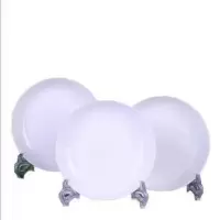 景德镇陶瓷盘子家用创意盘子菜盘水果盘家用菜碟子餐具套装可微波 3个7英寸圆盘 纯白