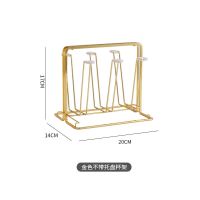 铁艺杯架轻奢杯子收纳置物架水杯架倒挂玻璃杯托盘沥水奶瓶沥水架 轻奢金杯架[单独杯架]