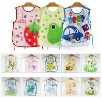 幼儿免洗无袖罩衣儿童防水反穿衣宝宝吃饭围兜婴儿围嘴画画围裙 男宝宝1条装-无袖罩衣带口袋 适合5岁内孩子