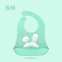 宝宝围嘴饭兜硅胶防水大码婴儿童小孩罩衣喂吃饭围兜兜超软饭兜 浅绿