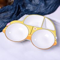 爱美惠大号陶瓷分隔餐盘手绘创意吉普汽车造型可爱儿童餐具辅 汽车盘黄色