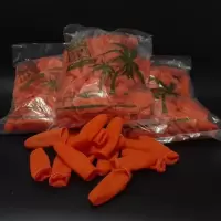 橙色防滑手指套 劳保工业乳胶点钞翻页手指套 耐磨加厚劳保手套 橙色小中大各5只试用装