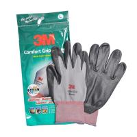 3M 舒适型防滑耐磨手套劳保劳防手套 防寒工作手套 丁腈掌浸手套 灰色(塑料袋装)一双 S