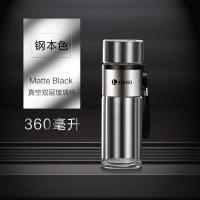 LAIANG茶水分离泡茶玻璃杯个人专用双层玻璃杯子男女便携过滤水杯 钢本色360毫升+收藏送杯刷+杯套