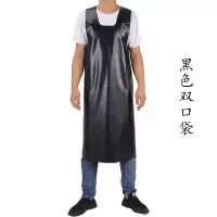 加厚防水围裙长款厨房水产 工作服牛筋耐酸碱防油皮围裙 石材围裙 黑色