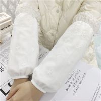 韩版秋冬女士双层蕾丝绣花袖套办公室防污防尘日用袖头长款白色 603白色特价