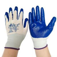 星宇劳保手套N518耐磨工作防滑丁腈涂胶劳动手套防水透气耐油酸碱 12双[白纱兰] 1包