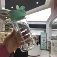 玻璃杯女磨砂吸管杯学生水杯韩版可爱便携手机支架杯子创意随手杯 透明款(光板) 单杯