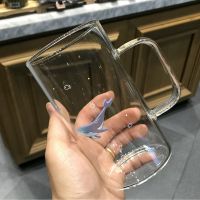 可爱创意大容量玻璃杯耐热喝水杯子办公室女卡通马克杯带盖勺吸管 单杯(图案随机)无盖无勺 普通款