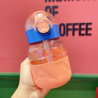 水杯女学生韩版简约可爱吸管杯ins高颜值创意防摔烫塑料随手杯子 潘多拉吸管杯小号 蜜桃梦蓝480ml 单杯