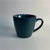轻奢欧式复古带勺碟咖啡杯具套装现代简约家用下午茶创意陶瓷杯子 三角纯绿 单杯