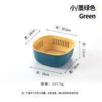 创意塑料带盖防尘保洁篮水果篮洗菜沥水篮收纳茶杯奶瓶碗筷收纳篮 小号[无盖]蓝+黄色