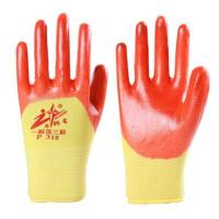 牛郎星劳保耐磨手套胶片防滑橡胶建筑工地钢筋工作防护防刺穿 12双牛郎星P318 橘色 XL