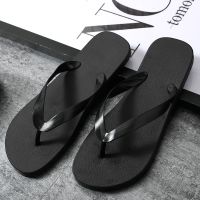 夏季人字拖男士外穿2020新款防滑凉拖韩版潮流海边学生情侣拖鞋女 黑色 36/37 [240mm]
