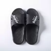 2021新款拖鞋男夏防滑时尚一字拖男士厚底夏季男生潮流凉拖鞋外穿 面包鞋 黑色 偏小一码 36-37 码
