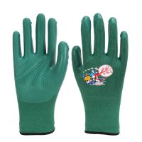 [48小时发货]牛郎星NL169劳保手套浸胶耐磨加厚防滑橡胶手套压纹耐油工地手套 牛朗星NL169绿纱绿(12双) 12