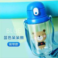 儿童水杯春夏季学生水壶幼儿园男女宝宝杯子大容量防摔卡通吸管杯 o呆萌小熊600ml+背带 原装配置