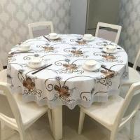 加厚圆桌布环保PVC家用圆形餐桌布饭店大圆桌布防水防油防烫免洗 002加厚 135cm(适合70-1米圆桌)