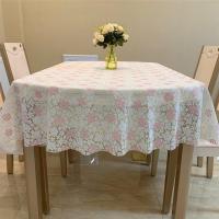 椭圆形桌布PVC防水防油防烫免洗餐桌茶几台布伸缩折叠圆桌桌布 玫瑰 适合60*120cm长方形茶几