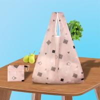 便携环保购物袋中号超市折叠手提袋时尚主妇女生买菜防水牛津布袋 中号粉色几何 中号38*55cm包括手提