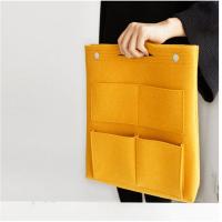 包中包收纳包帆布女包三宅一生内胆包单肩包毛毡化妆品整理包 黄色 25*25*7