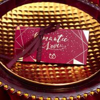 欧式长三角喜糖盒子批发结婚满月糖果盒50个装婚礼喜糖盒创意糖盒 酒红烫金色 小号[10个装]