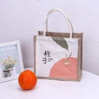 可爱手拎饭盒包手提便当包女生上班化妆包防水拉链简单手提包餐包 橙子