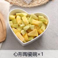 创意干果盘陶瓷沙拉碗带叉家用水果盘碗客厅个性糖果篮小吃点心盘 心形陶瓷碗