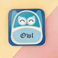 竹纤维儿童餐盘餐具勺子叉子训练筷宝宝餐盘个餐厅饭店儿童餐 单盘 3格餐盘-小鲨鱼(有耳款)