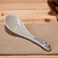 陶瓷勺日式创意小勺子陶瓷吃饭勺个性ins短汤勺调羹厨房餐具家用 吉祥花小汤勺*4