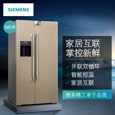 西门子 KA92DS30TI 585L制冰功能对开门冰箱家居互联金色