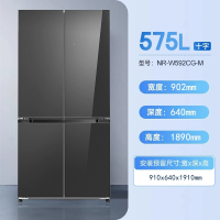 松下(Panasonic)NR-W592CG-M玻璃十字门575升零嵌双循环四季舱宽幅变温 -3℃微冻保鲜干燥臻藏展示柜