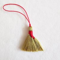 迷你侧分扫把 虎年本命年迷你金扫把手机挂件 招财聚财手机链扫帚簸箕小挂饰