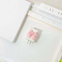 单个充电头保护套-白色粉蝴蝶结 荣耀X10/nova4/3 华为荣耀X10/P40数据线保护套nova4/4e/3/充电