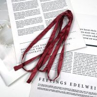 暗红色_瑕庛 180cm 仿真丝面料细窄绑绳连衣裙收腰蝴蝶结腰带简约服饰配件布条绑带