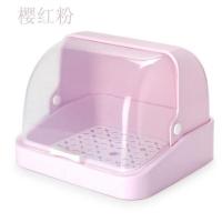 樱花粉 小号 婴童用品储存盒干燥架翻盖防尘收纳箱婴儿餐具收纳盒奶粉盒奶瓶架
