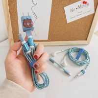 苹果-炫彩-组合版 淡蓝-布朗熊 苹果iPhone 11XRSMsx 8/7/plus手机数据线保护套耳机充电器保护套