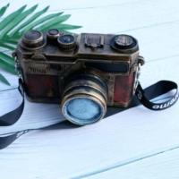 新款金相机一个 老式胶卷相机道具儿童玩具拍摄摆件ins风 单反相机旅拍婚纱照写真