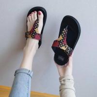 黑色 36 跨境编织带夹脚拖女鞋夏季拖鞋夏天防滑家居浴室室外软底拖鞋拖鞋