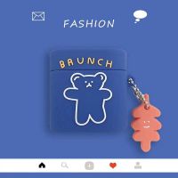 蓝色呼啦圈熊 QCYt8 ins可爱小熊QCYt8保护套无线蓝牙耳机QCY t8耳机套t5充电仓立体