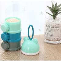 [皇冠]卡通熊猫蓝 皇冠婴儿奶粉盒便携式外出分格储物盒宝宝辅食外带密封防潮奶粉盒