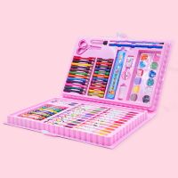 86件套粉色 +6个填色本 儿童水彩笔套装绘画套装画画工具画笔铅笔蜡笔绘画本彩笔画笔涂鸦