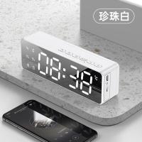 纯浩白[时钟+闹钟+音箱] 标准版[单电+温度] 无线蓝牙音箱迷你便携大音量插卡小音响闹钟收音机收款语音播报器