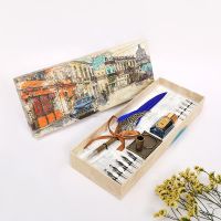 蓝色 复古羽毛笔钢笔蘸水书写礼盒套装笔插墨水替换笔尖哈利波特学生用