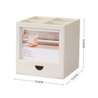 白色(日期:21年当月-22年底) 台历芯有配送-无需单独购买 台历笔筒二合一日历本2022年桌面旋转收纳盒ins风摆件