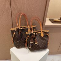 咖色小号 秋冬印花托特包女大容量经典单肩包时尚百搭手提包丝巾斜挎包